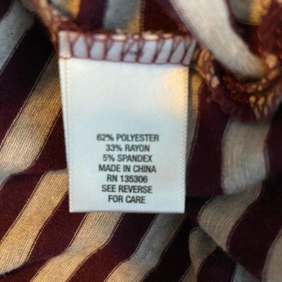 Sunday Grey Burgundy Striped‎ Long Sleeved Shirt Size X Small - Picture 6 of 6